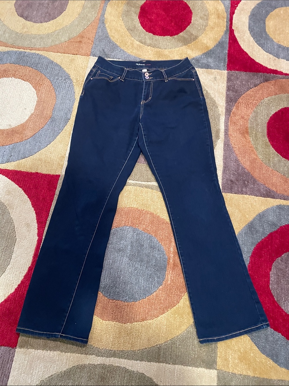 Style & Co. Navy Flare Curvy Modern Boot Jeans, Sz 10, Fair Condition